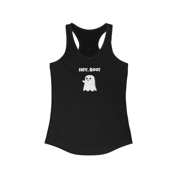 Hey, Boo Ghost Funny Halloween Women's Ideal Racerback Tank - Image 2