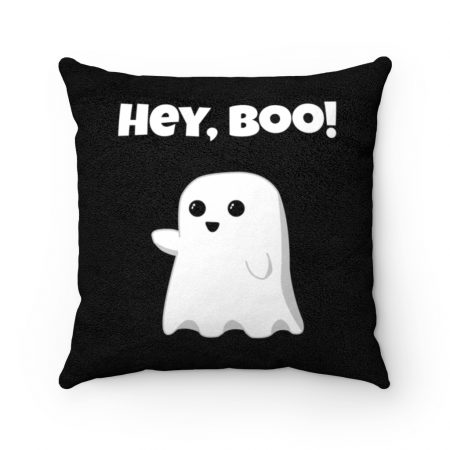 Hey, Boo! Funny Ghost Halloween Faux Suede Square Pillow