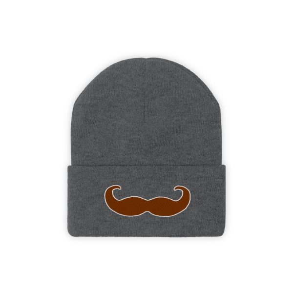 Brown Fancy Mustache Knit Beanie, Movember Beanie, Mustache Beanie