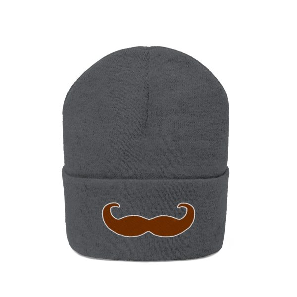 Brown Fancy Mustache Knit Beanie, Movember Beanie, Mustache Beanie - Image 2