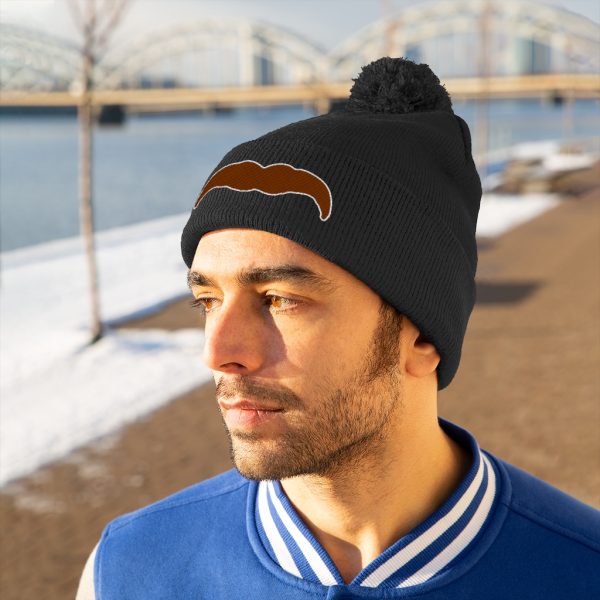 Brown Mustache Pom Pom Beanie, Movember Beanie, Mustache Beanie - Image 16