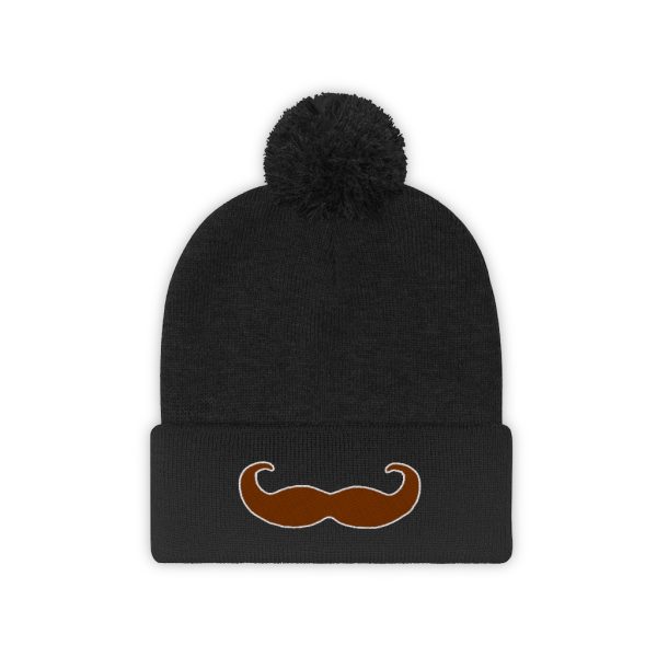 Brown Fancy Mustache Pom Pom Beanie, Movember Beanie, Mustache Beanie - Image 13
