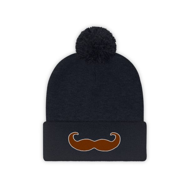 Brown Fancy Mustache Pom Pom Beanie, Movember Beanie, Mustache Beanie - Image 17