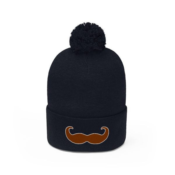 Brown Fancy Mustache Pom Pom Beanie, Movember Beanie, Mustache Beanie - Image 18