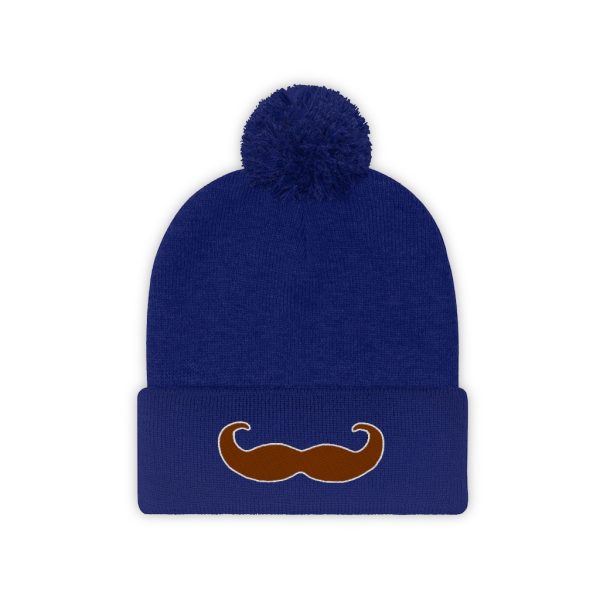 Brown Fancy Mustache Pom Pom Beanie, Movember Beanie, Mustache Beanie - Image 21