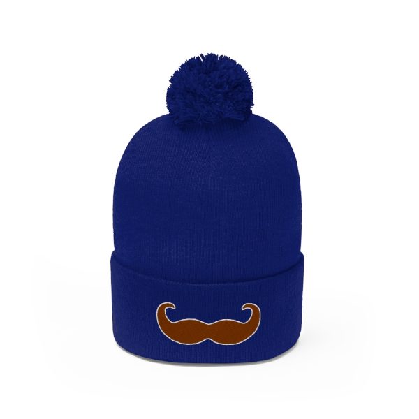 Brown Fancy Mustache Pom Pom Beanie, Movember Beanie, Mustache Beanie - Image 22