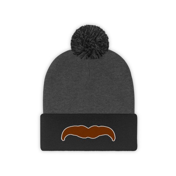 Brown Mustache Pom Pom Beanie, Movember Beanie, Mustache Beanie - Image 5