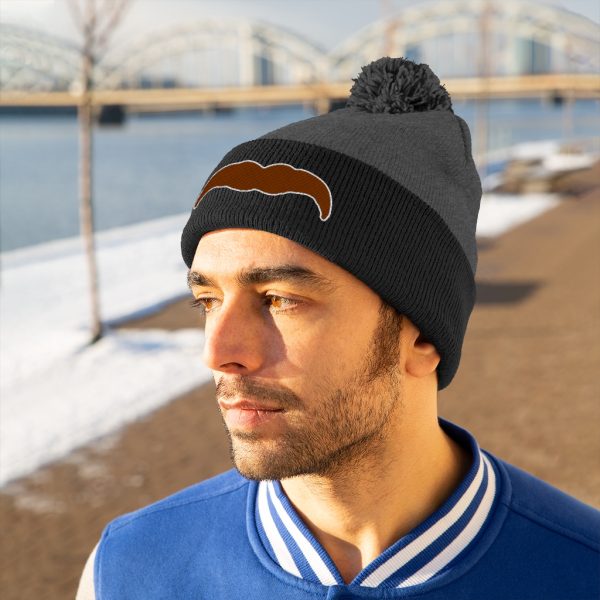 Brown Mustache Pom Pom Beanie, Movember Beanie, Mustache Beanie - Image 8
