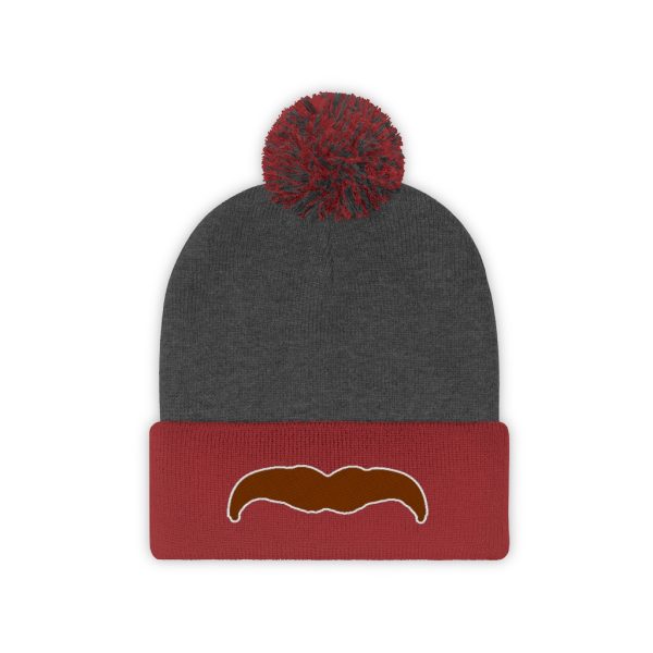Brown Mustache Pom Pom Beanie, Movember Beanie, Mustache Beanie - Image 9