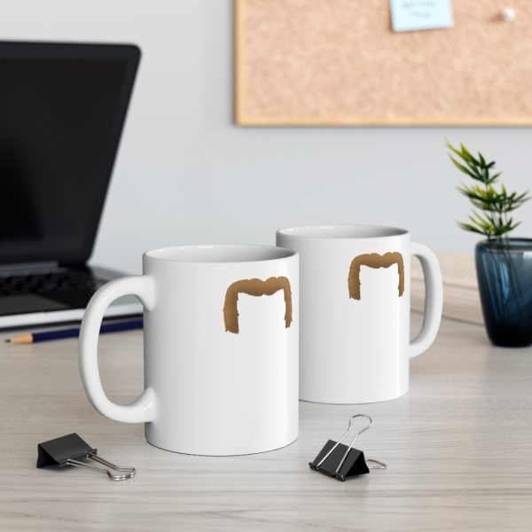 Brown Handlebar Mustache Ceramic Mug 11oz, Movember Mug, Mustache Mug