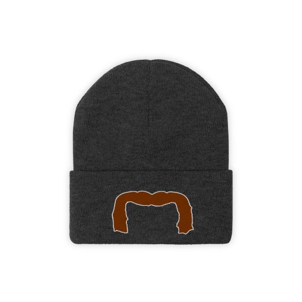 Brown Handlebar Mustache Knit Beanie, Movember Beanie, Mustache Beanie - Image 5