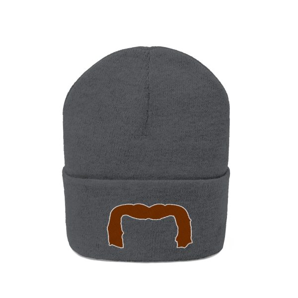 Brown Handlebar Mustache Knit Beanie, Movember Beanie, Mustache Beanie - Image 2