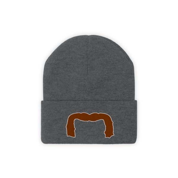 Brown Handlebar Mustache Knit Beanie, Movember Beanie, Mustache Beanie