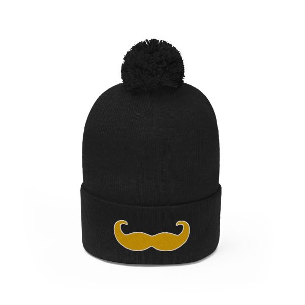 Blond Fancy Mustache Pom Pom Beanie, Movember Beanie, Mustache Beanie - Image 14