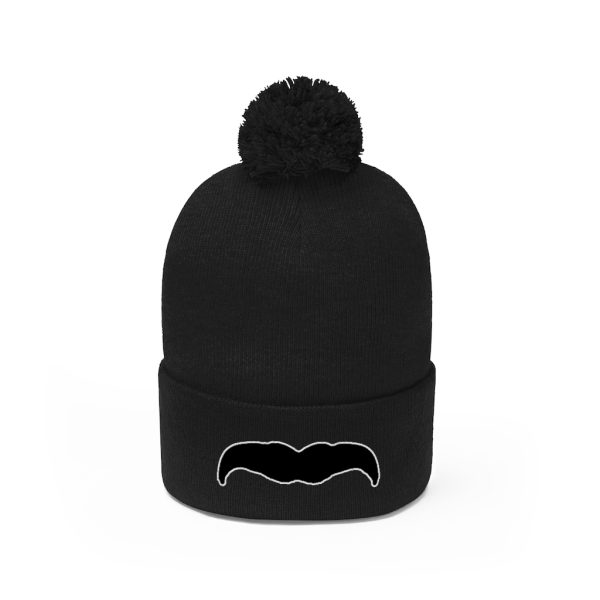 Black Mustache Pom Pom Beanie, Movember Beanie, Mustache Beanie - Image 14