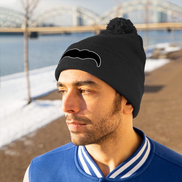 Black Mustache Pom Pom Beanie, Movember Beanie, Mustache Beanie - Image 16