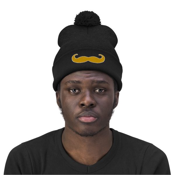 Blond Fancy Mustache Pom Pom Beanie, Movember Beanie, Mustache Beanie - Image 15