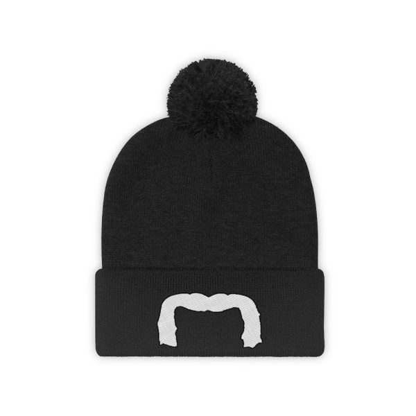 White Handlebar Mustache Pom Pom Beanie, Movember Beanie, Mustache Beanie - Image 13
