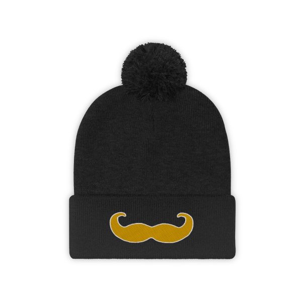 Blond Fancy Mustache Pom Pom Beanie, Movember Beanie, Mustache Beanie - Image 13