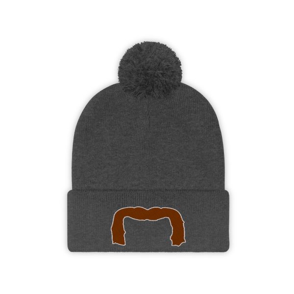 Brown Handlebar Mustache Pom Pom Beanie, Movember Beanie, Mustache Beanie - Image 5