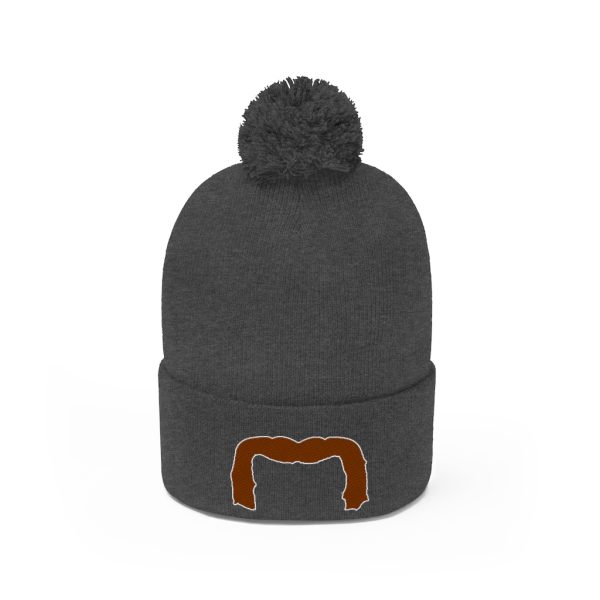 Brown Handlebar Mustache Pom Pom Beanie, Movember Beanie, Mustache Beanie - Image 6