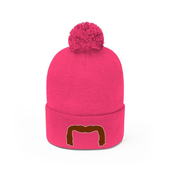 Brown Handlebar Mustache Pom Pom Beanie, Movember Beanie, Mustache Beanie - Image 22