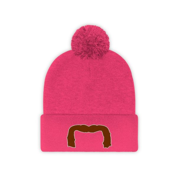 Brown Handlebar Mustache Pom Pom Beanie, Movember Beanie, Mustache Beanie - Image 21