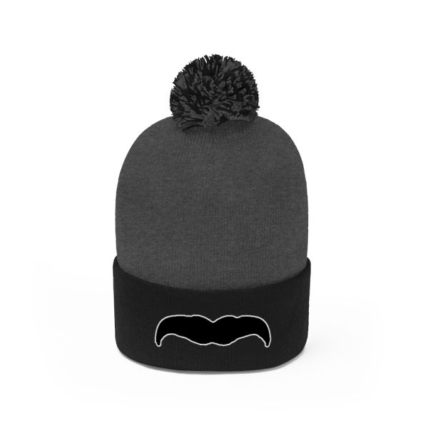Black Mustache Pom Pom Beanie, Movember Beanie, Mustache Beanie - Image 6