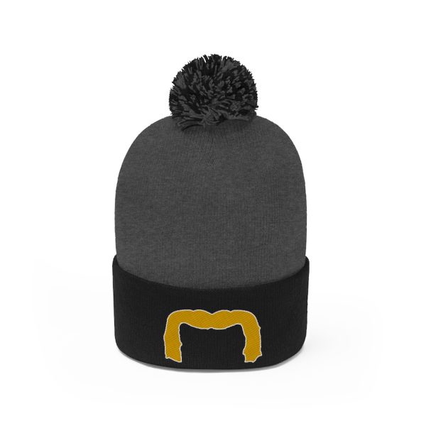 Blond Handlebar Mustache Pom Pom Beanie, Movember Beanie, Mustache Beanie - Image 6