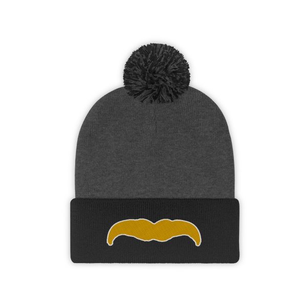 Blond Mustache Pom Pom Beanie, Movember Beanie, Mustache Beanie - Image 5