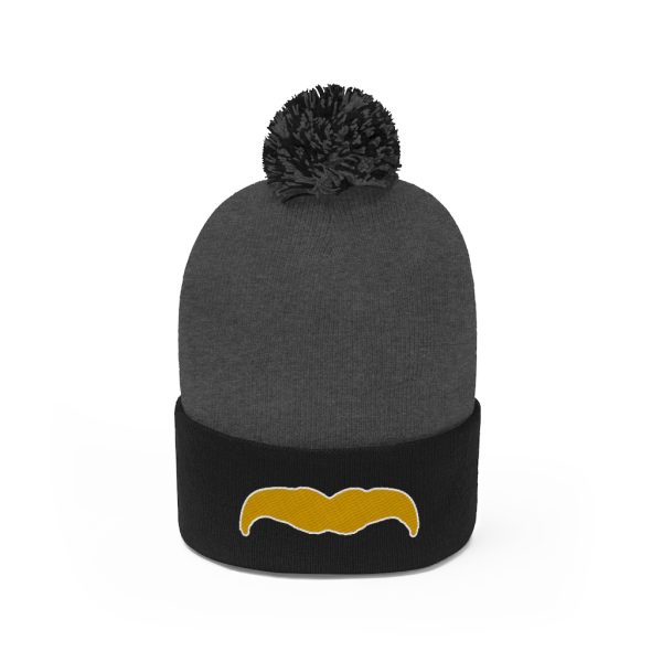 Blond Mustache Pom Pom Beanie, Movember Beanie, Mustache Beanie - Image 6