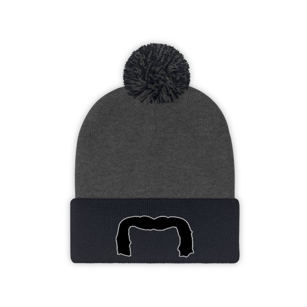 Black Handlebar Mustache Pom Pom Beanie, Movember Beanie, Mustache Beanie - Image 5