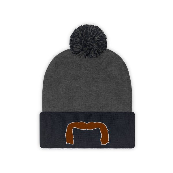 Brown Handlebar Mustache Pom Pom Beanie, Movember Beanie, Mustache Beanie - Image 9