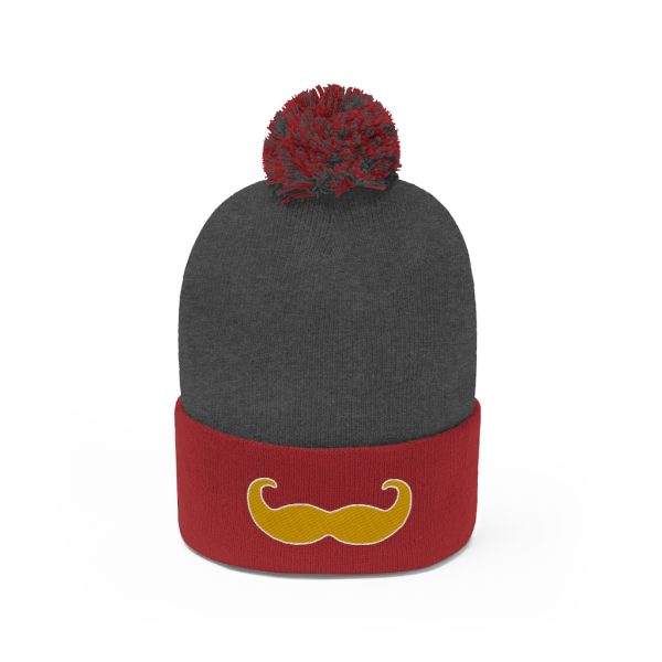 Blond Fancy Mustache Pom Pom Beanie, Movember Beanie, Mustache Beanie - Image 10