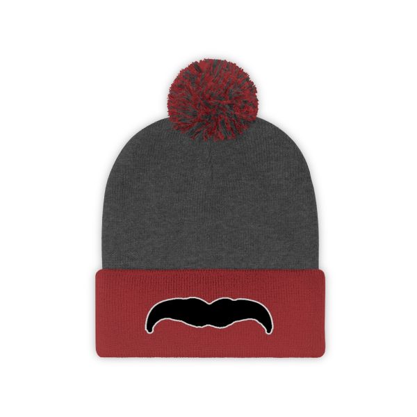 Black Mustache Pom Pom Beanie, Movember Beanie, Mustache Beanie - Image 9