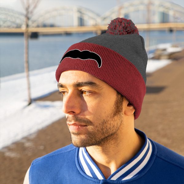 Black Mustache Pom Pom Beanie, Movember Beanie, Mustache Beanie - Image 12