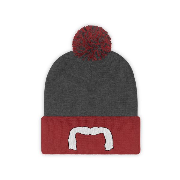 White Handlebar Mustache Pom Pom Beanie, Movember Beanie, Mustache Beanie - Image 9