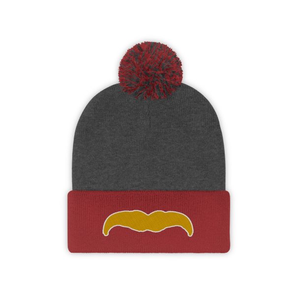 Blond Mustache Pom Pom Beanie, Movember Beanie, Mustache Beanie - Image 9