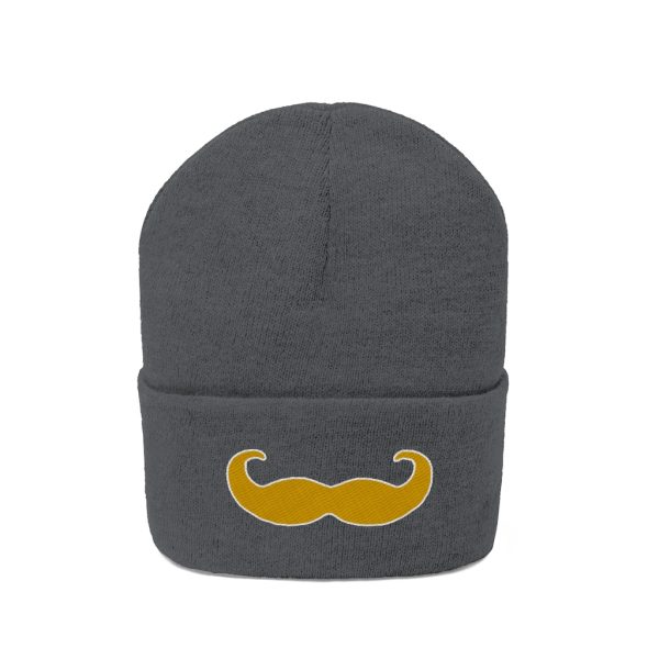 Blonde Fancy Mustache Knit Beanie, Movember Beanie, Mustache Beanie - Image 2