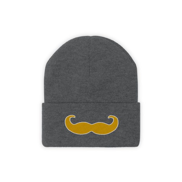 Blonde Fancy Mustache Knit Beanie, Movember Beanie, Mustache Beanie