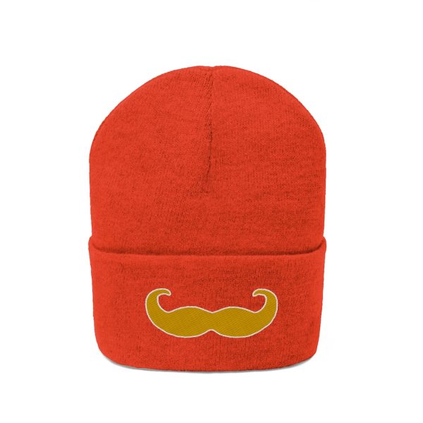 Blonde Fancy Mustache Knit Beanie, Movember Beanie, Mustache Beanie - Image 6