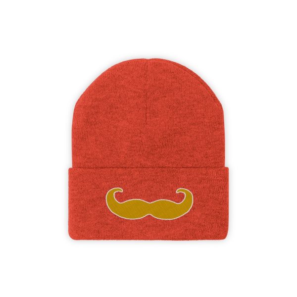 Blonde Fancy Mustache Knit Beanie, Movember Beanie, Mustache Beanie - Image 5